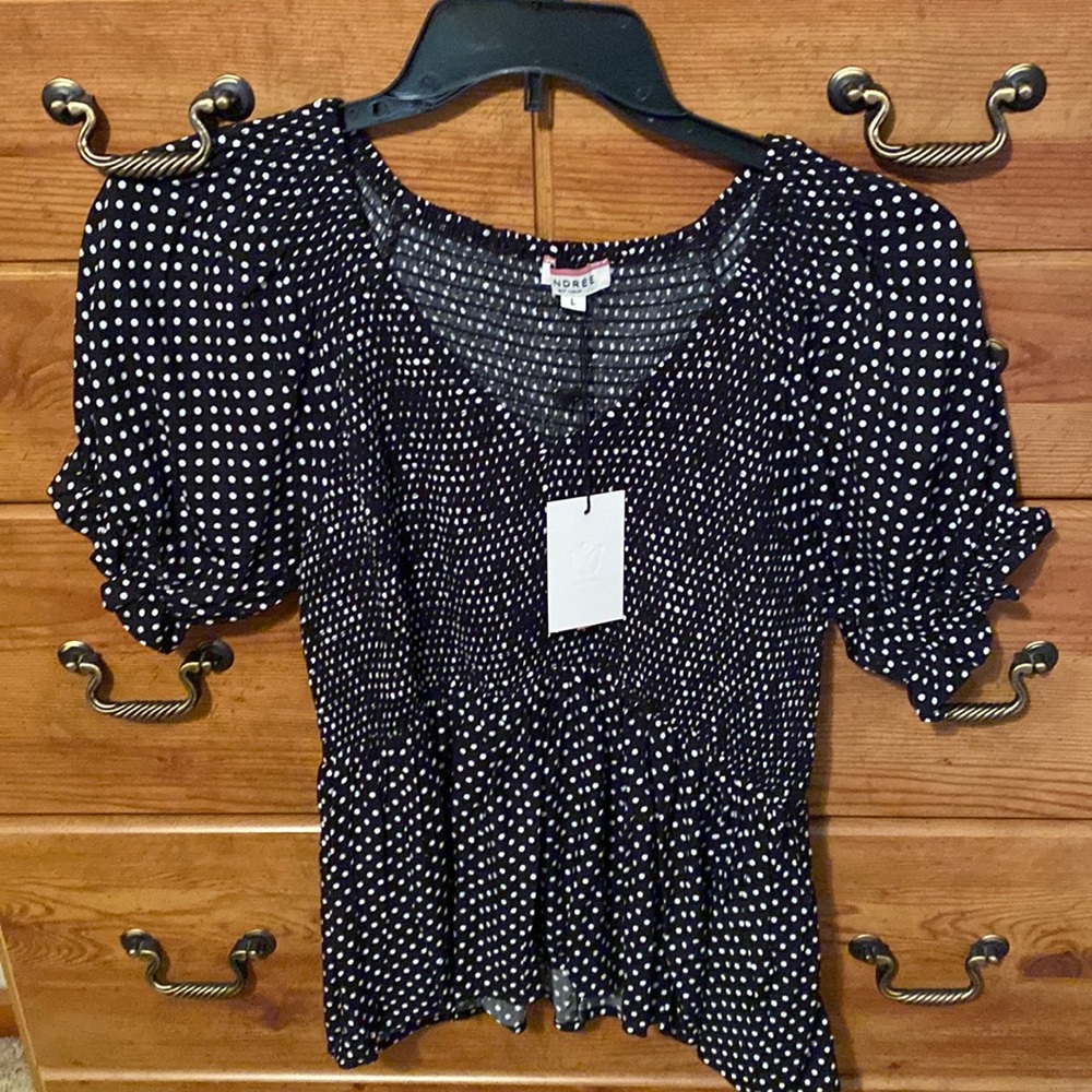 Darling smocked polka dot top